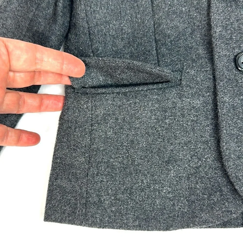 Janie and Jack Wool Blend Blazer Suit Jacket Gray with Elbow Patches sz 4